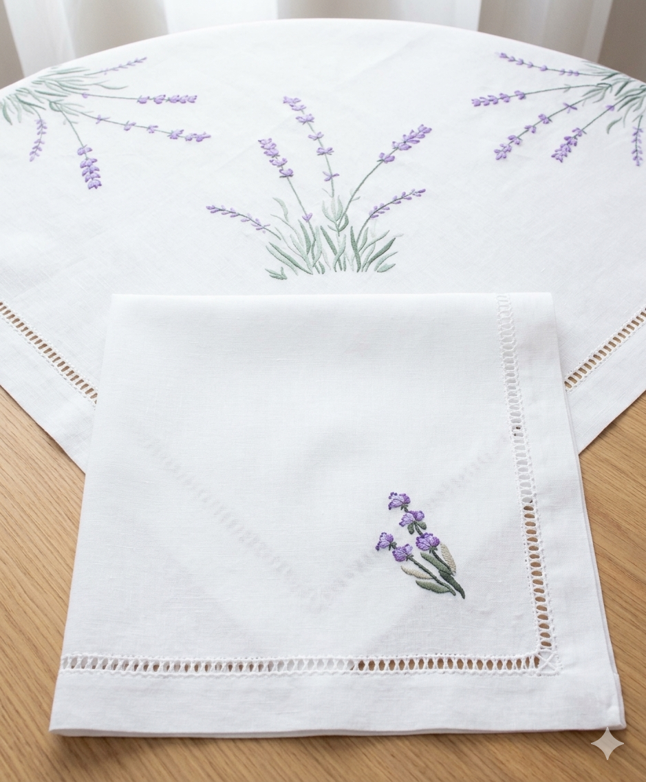 Set 06 khăn ăn thêu hoa oải hương