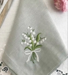 Khăn ăn vải lanh thêu hoa linh lan _ bộ sưu tập mùa xuân