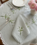 Khăn ăn vải lanh thêu hoa linh lan _ bộ sưu tập mùa xuân