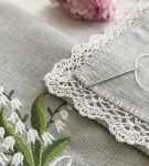 Khăn ăn vải lanh thêu hoa linh lan _ bộ sưu tập mùa xuân