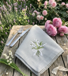 Khăn ăn vải lanh thêu hoa linh lan _ bộ sưu tập mùa xuân