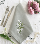 Khăn ăn vải lanh thêu hoa linh lan _ bộ sưu tập mùa xuân