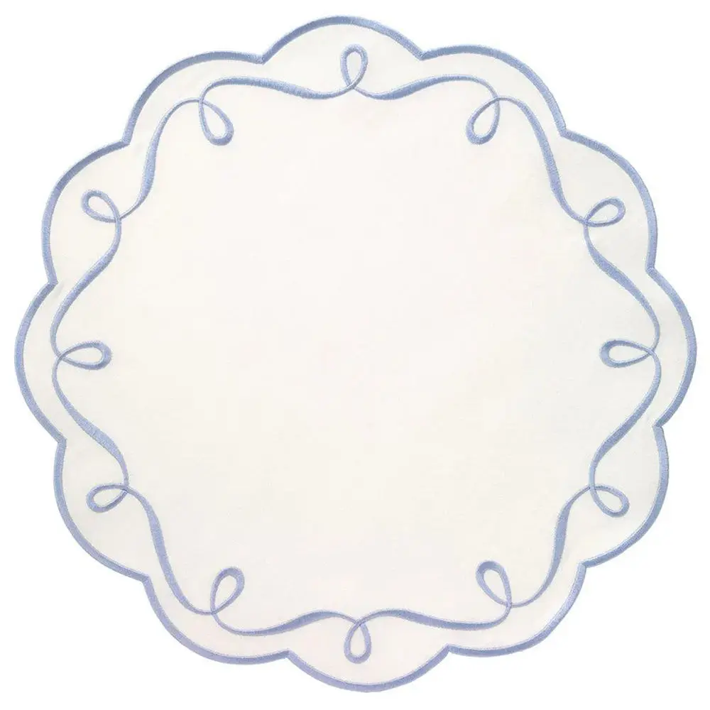 Set 06 lót đĩa tròn với đường viền màu xanh