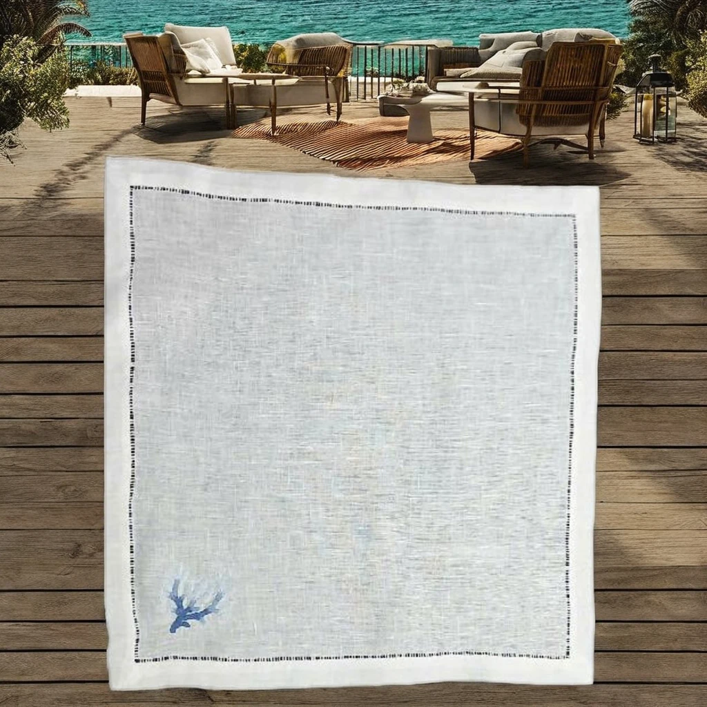 Khăn ăn hình vuông thêu san hô biển