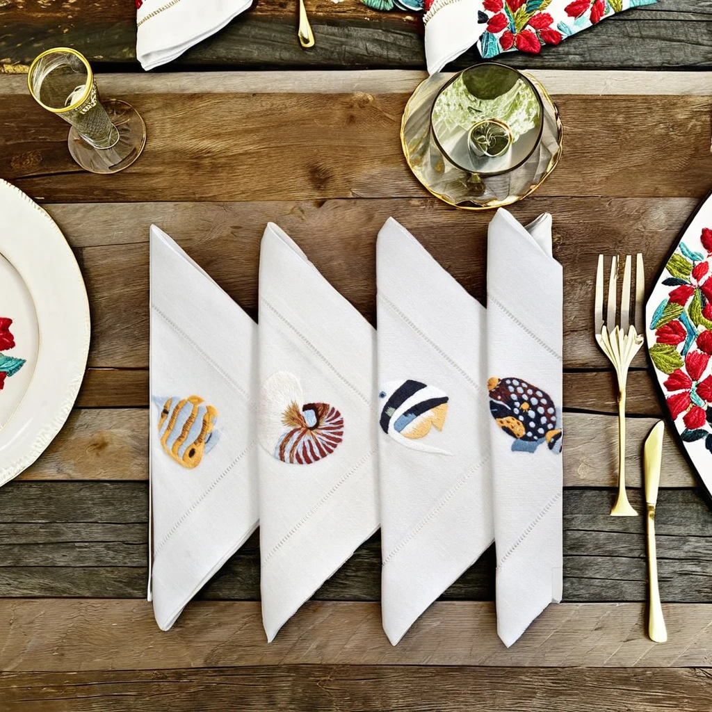 Bộ Sưu tập khăn ăn động vật biển sống động nhiều màu sắc