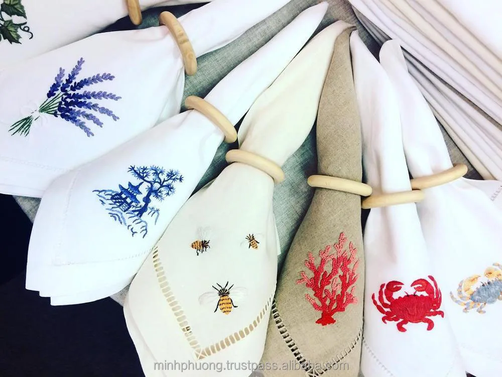 Khăn ăn thêu đa dạng mẫu họa tiết theosowr thích của bạn