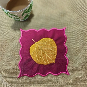 Lót cốc thêu hình lá vàng , chúng tôi mang mùa thu tới căn phòng của bạn